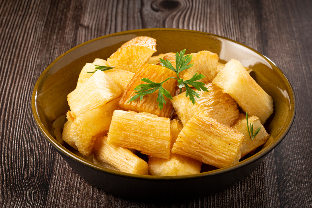 Fried cassava. Cassava, traditional Brazilian food.