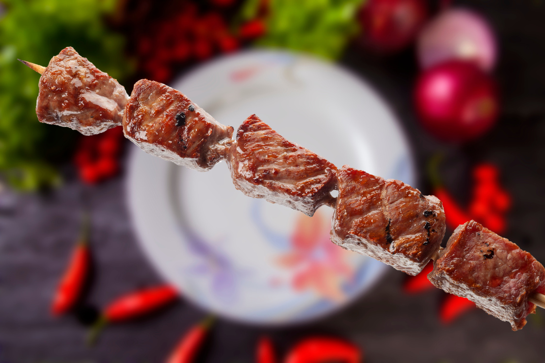 Barbecue meat skewer